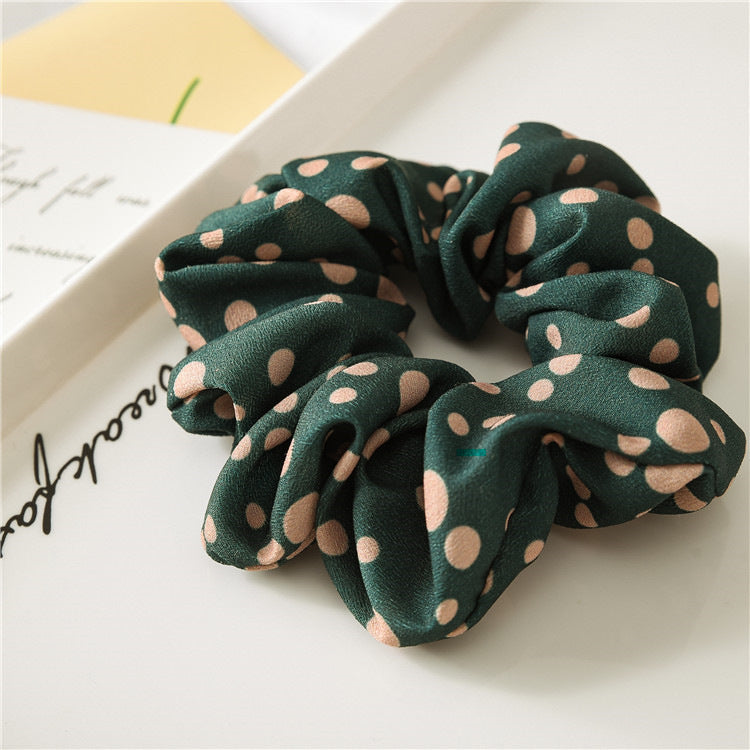 Wholesale Hot Stamped Colorful Polka Dot Fabric Large Intestine Hair Ties