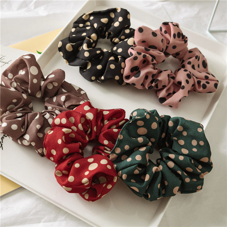 Wholesale Hot Stamped Colorful Polka Dot Fabric Large Intestine Hair Ties