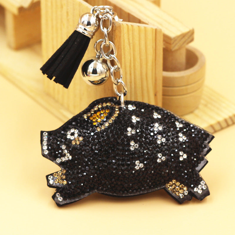 Wholesale Velvet Inlaid Diamond Wild Boar Keychains