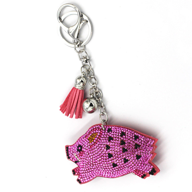Wholesale Velvet Inlaid Diamond Wild Boar Keychains