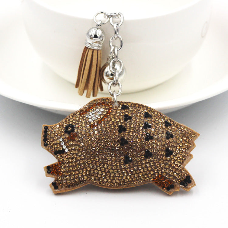 Wholesale Velvet Inlaid Diamond Wild Boar Keychains
