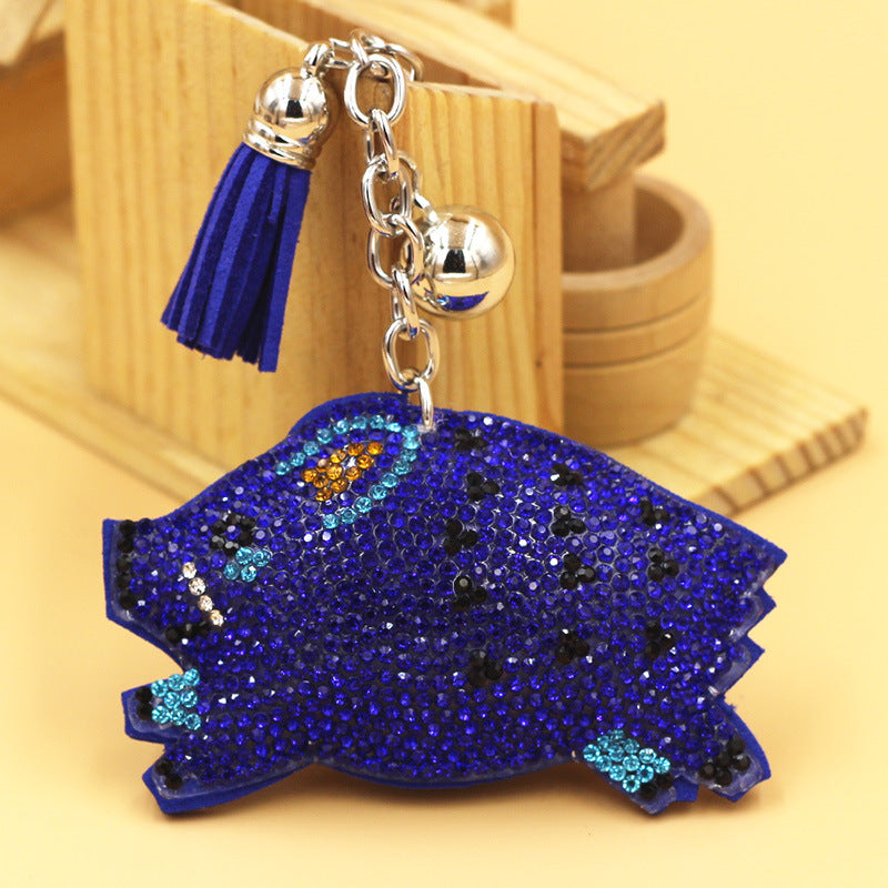Wholesale Velvet Inlaid Diamond Wild Boar Keychains