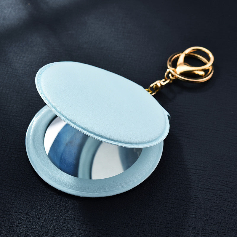 Wholesale PU Small Round Mirror Keychain