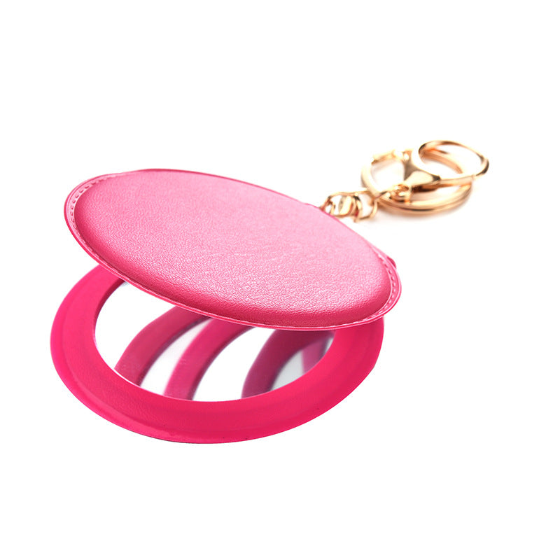 Wholesale PU Small Round Mirror Keychain