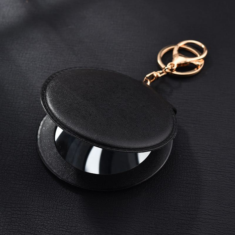 Wholesale PU Small Round Mirror Keychain