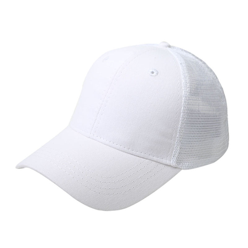 Wholesale Mesh Cotton Back Opening Solid Color Ponytail Baseball Cap