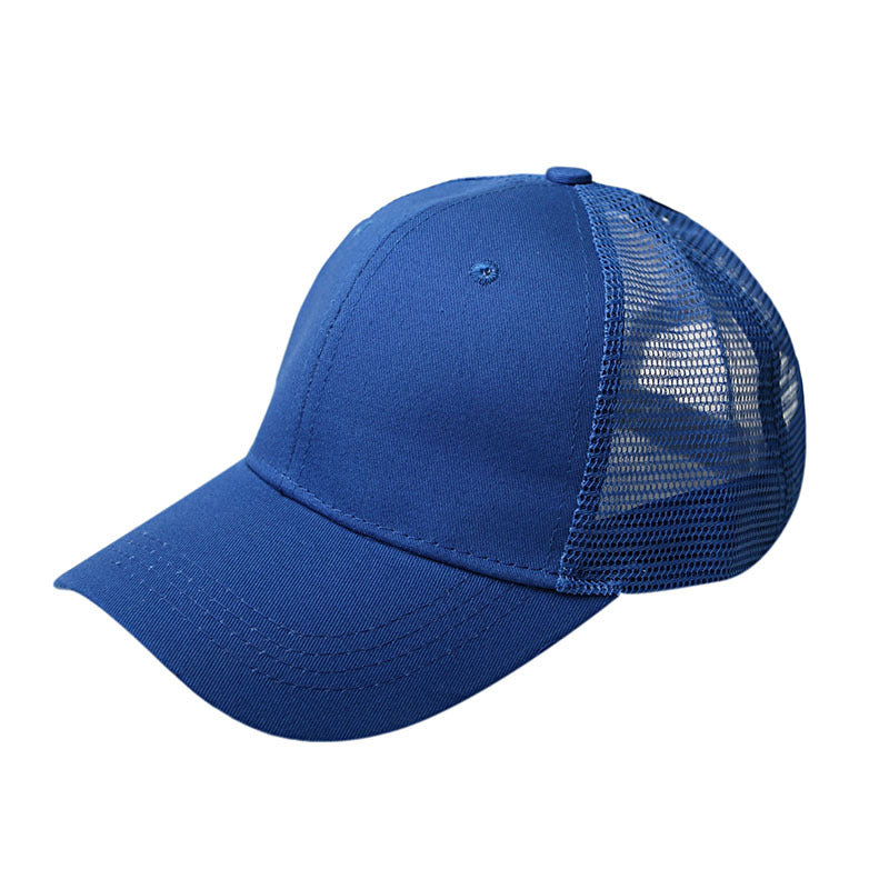 Wholesale Mesh Cotton Back Opening Solid Color Ponytail Baseball Cap