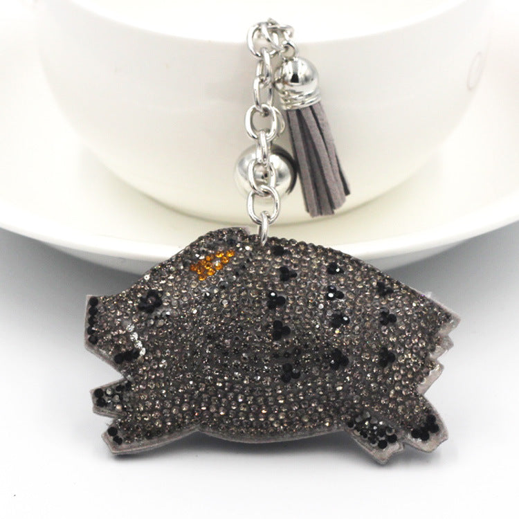 Wholesale Velvet Inlaid Diamond Wild Boar Keychains