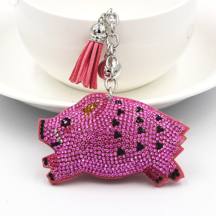 Wholesale Velvet Inlaid Diamond Wild Boar Keychains