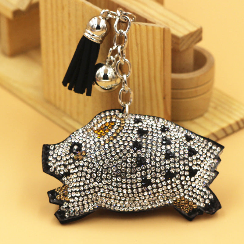 Wholesale Velvet Inlaid Diamond Wild Boar Keychains
