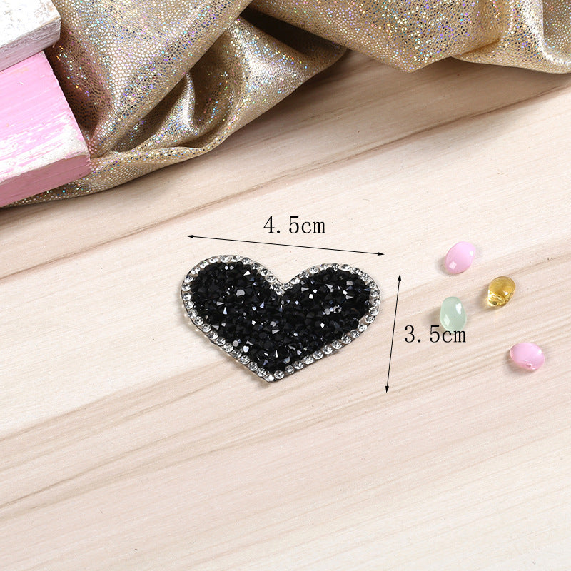 Wholesale Black heart-shaped rhinestone embroidery DIY patches