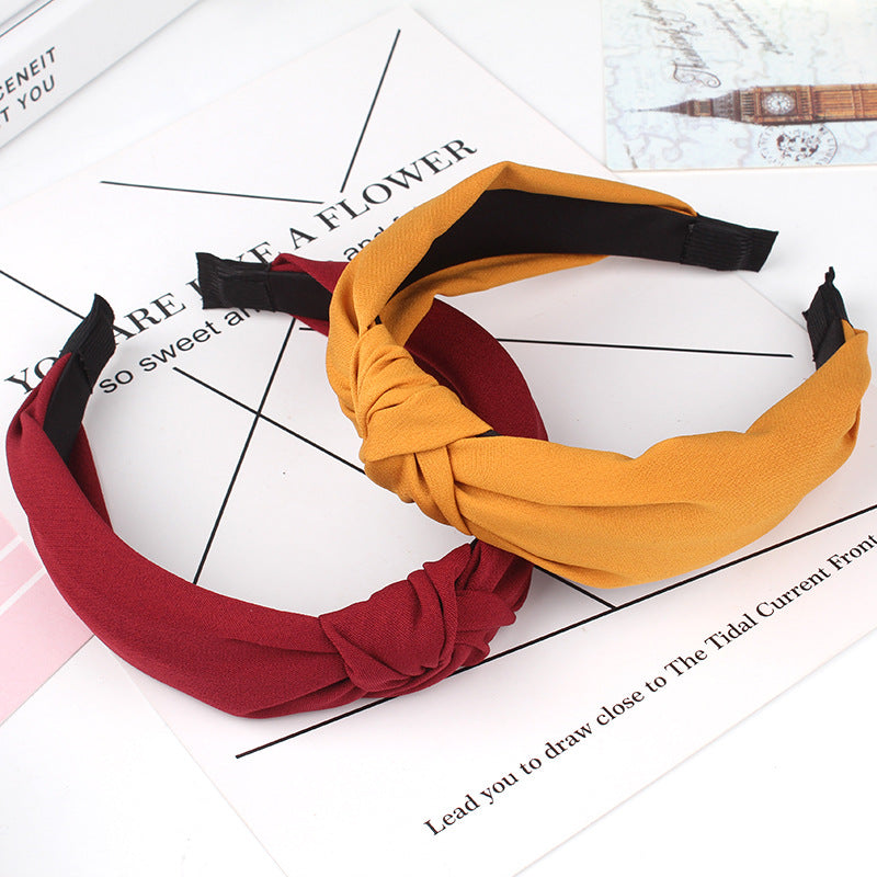 Wholesale Cross Wide Edge Knotted Fabric Headbands