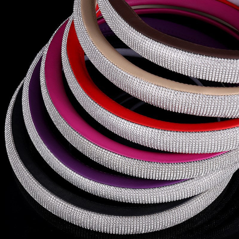 Wholesale Microfiber Leather Fashionable Diamond Steering Wheel Cover
