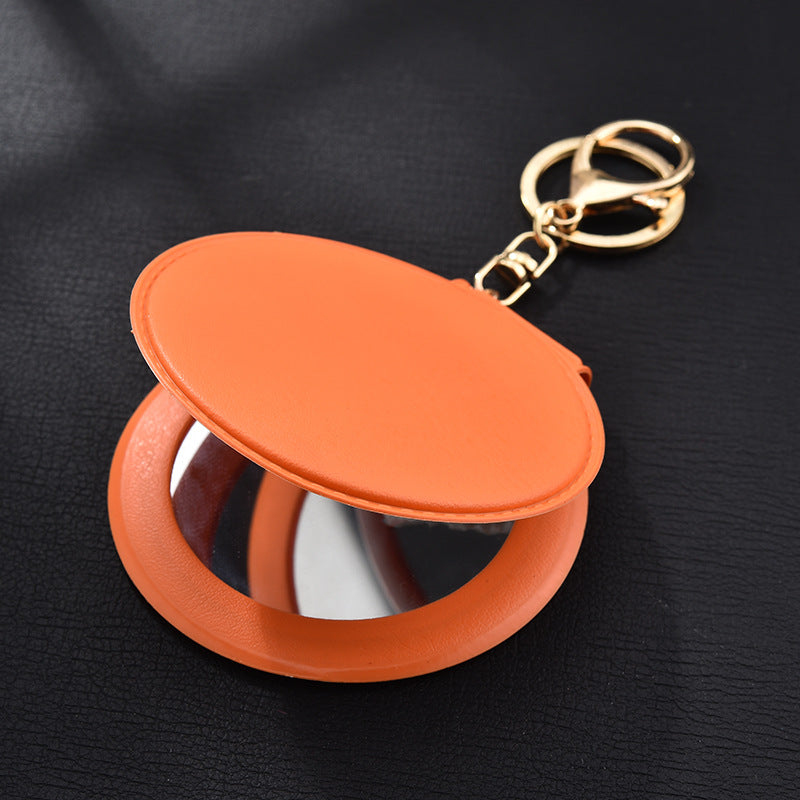 Wholesale PU Small Round Mirror Keychain