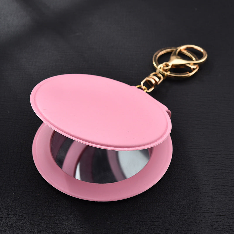 Wholesale PU Small Round Mirror Keychain