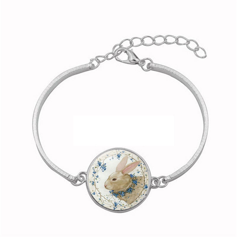 Wholesale Easter Rabbit Time Gem Alloy Bracelet