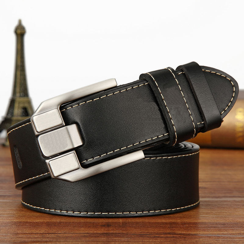 Wholesale Genuine leather belt men' s pin buckle youth retro casual jeans