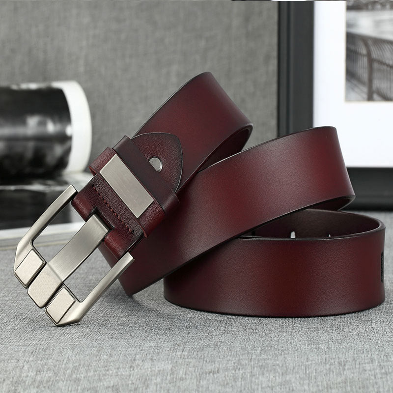 Wholesale Genuine leather belt men' s pin buckle youth retro casual jeans