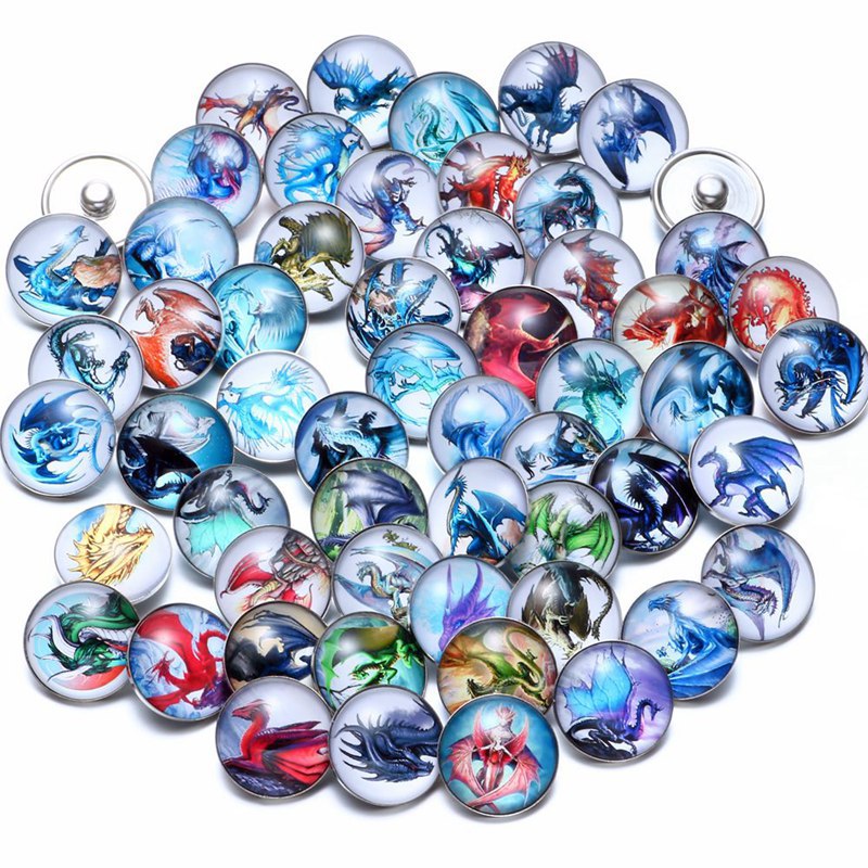 Wholesale 10PCS Alloy Bracelet Pendant DIY Glass Buckle Dutch Button