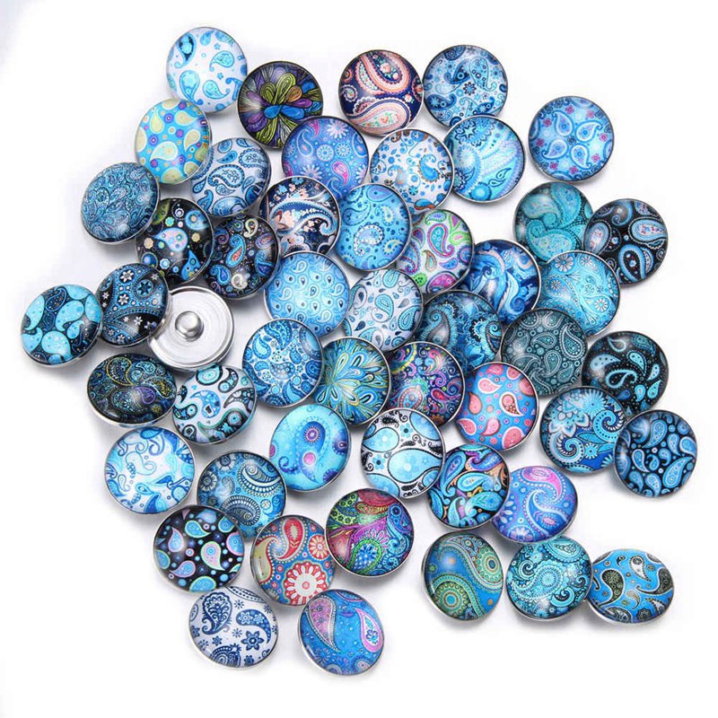 Wholesale 10PCS Alloy Bracelet Pendant DIY Glass Buckle Dutch Button