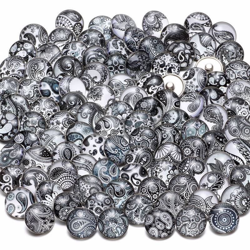Wholesale 10PCS Alloy Bracelet Pendant DIY Glass Buckle Dutch Button
