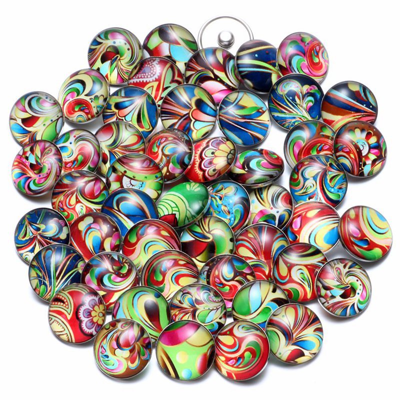 Wholesale 10PCS Alloy Bracelet Pendant DIY Glass Buckle Dutch Button