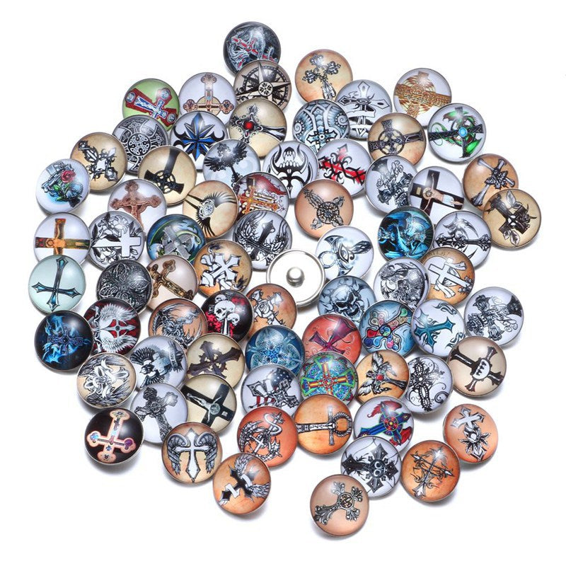 Wholesale 10PCS Alloy Bracelet Pendant DIY Glass Buckle Dutch Button