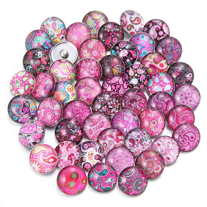Wholesale 10PCS Alloy Bracelet Pendant DIY Glass Buckle Dutch Button