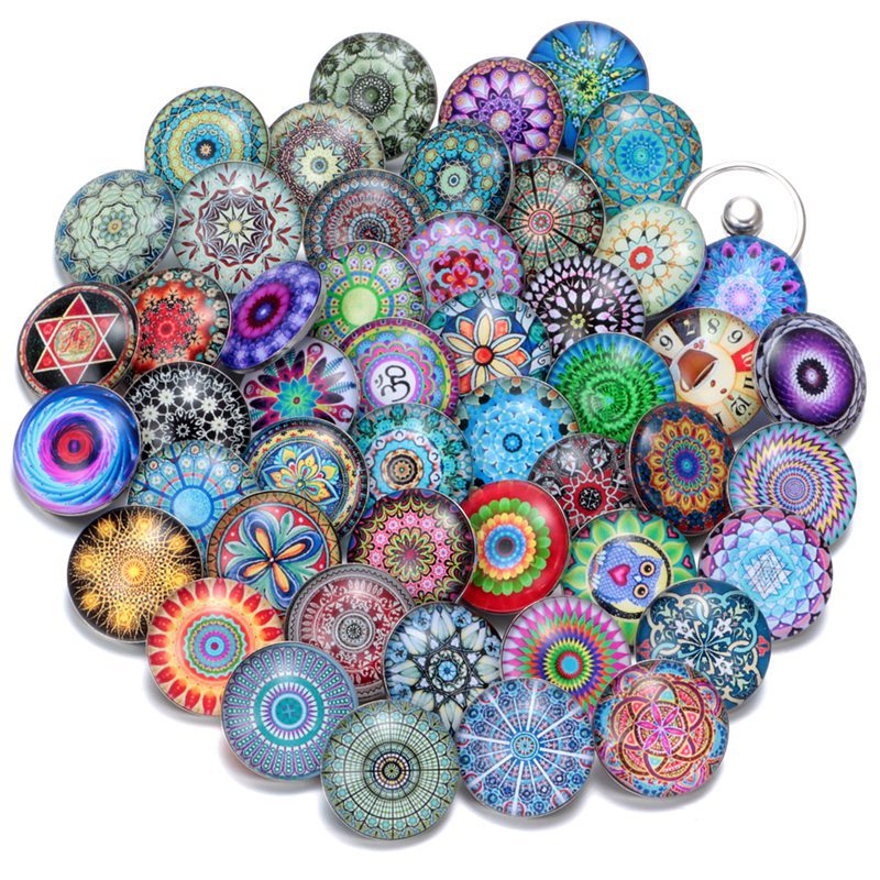 Wholesale 10PCS Alloy Bracelet Pendant DIY Glass Buckle Dutch Button