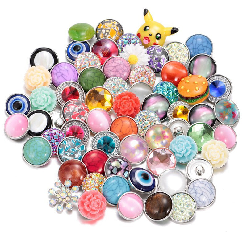 Wholesale 10PCS Alloy Bracelet Pendant DIY Glass Buckle Dutch Button