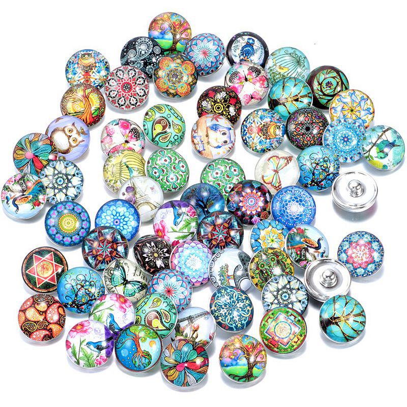 Wholesale 10PCS Alloy Bracelet Pendant DIY Glass Buckle Dutch Button