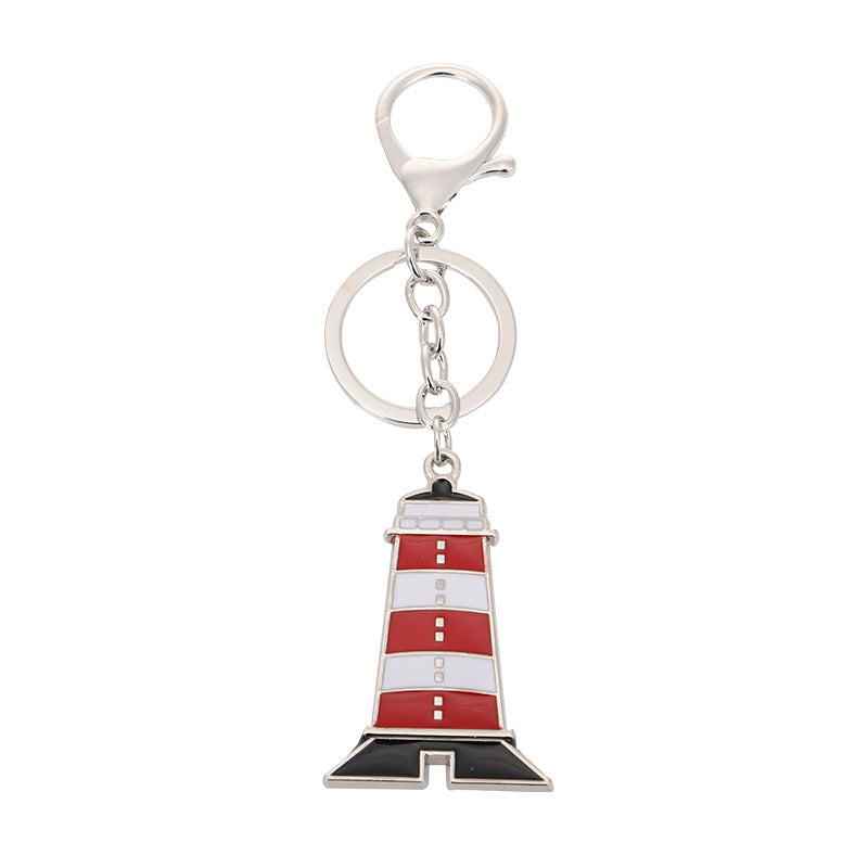 Wholesale Metal Crafts Red Cross European Building Tower Keychain