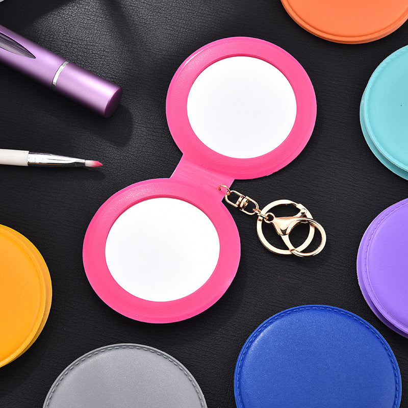 Wholesale PU Small Round Mirror Keychain