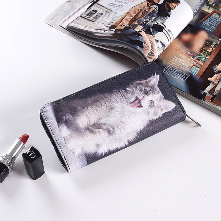 Wholesale Fashion Long Zipper Cat Wallet
