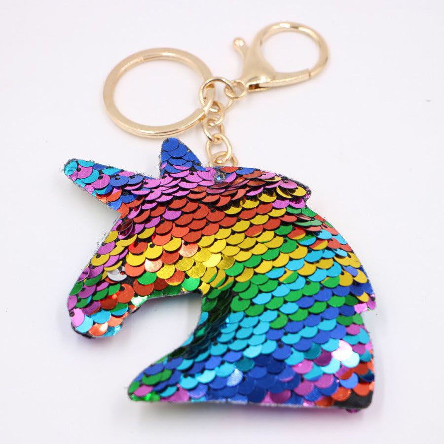 Wholesale Chic Sequin Unicorn Keychain Pendant For Bag And Car Key Accessory Gift