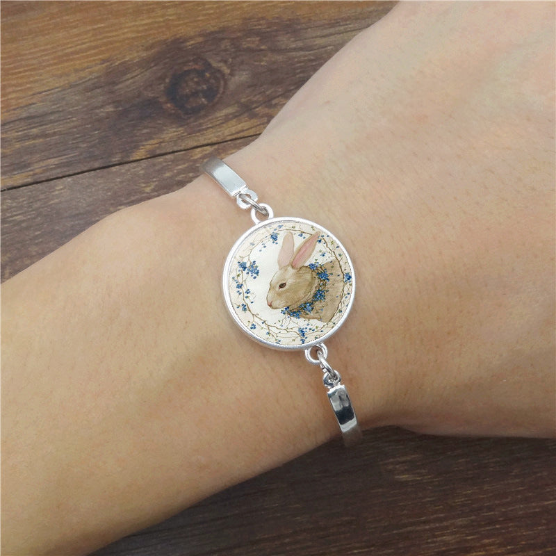 Wholesale Easter Rabbit Time Gem Alloy Bracelet