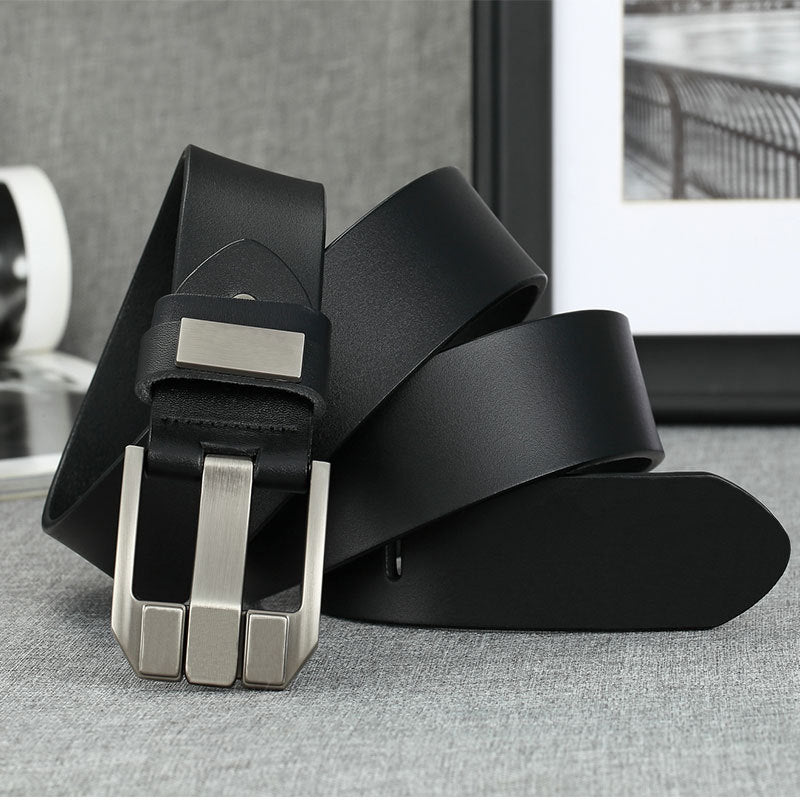 Wholesale Genuine leather belt men' s pin buckle youth retro casual jeans