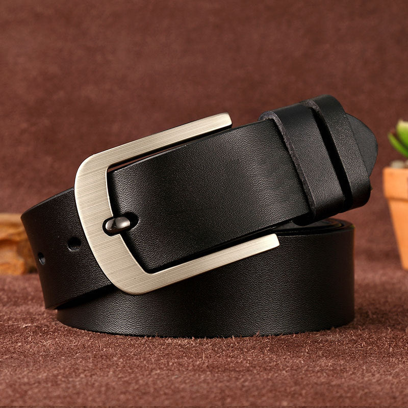 Wholesale Genuine leather belt men' s pin buckle youth retro casual jeans