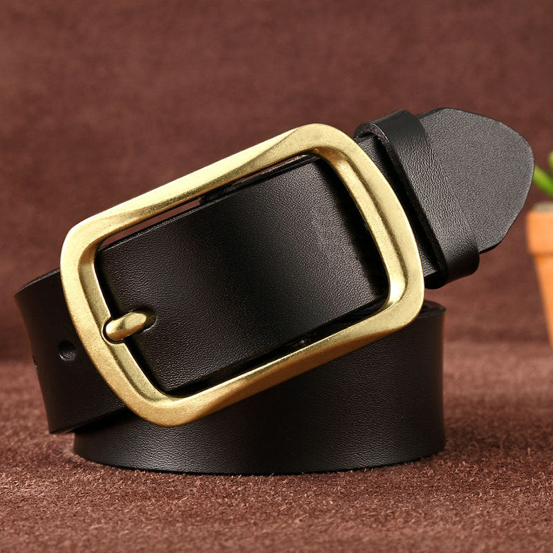 Wholesale Genuine leather belt men' s pin buckle youth retro casual jeans