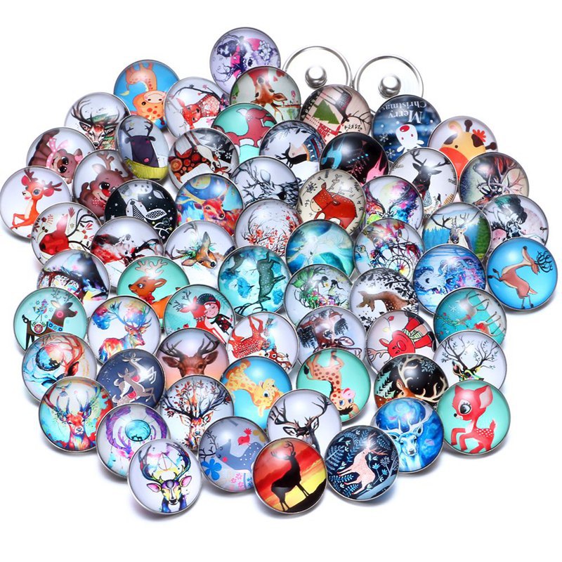 Wholesale 10PCS Alloy Bracelet Pendant DIY Glass Buckle Dutch Button