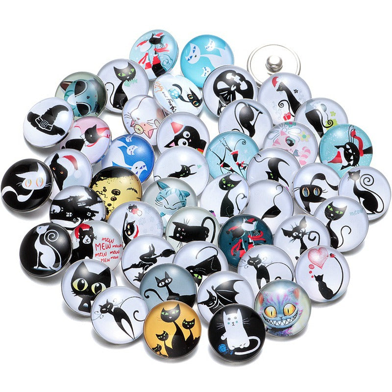 Wholesale 10PCS Alloy Bracelet Pendant DIY Glass Buckle Dutch Button