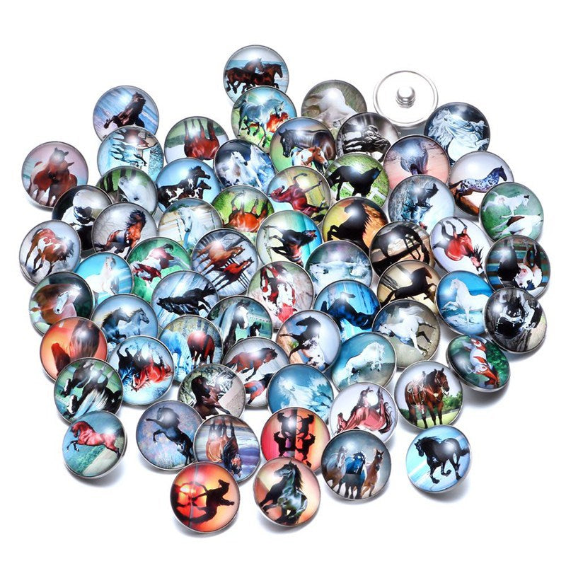 Wholesale 10PCS Alloy Bracelet Pendant DIY Glass Buckle Dutch Button