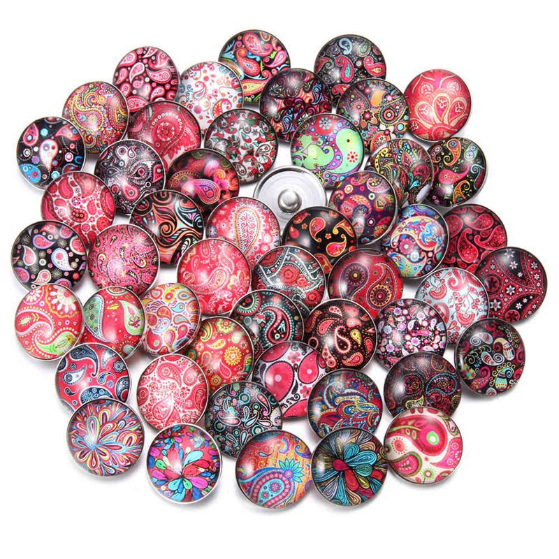 Wholesale 10PCS Alloy Bracelet Pendant DIY Glass Buckle Dutch Button