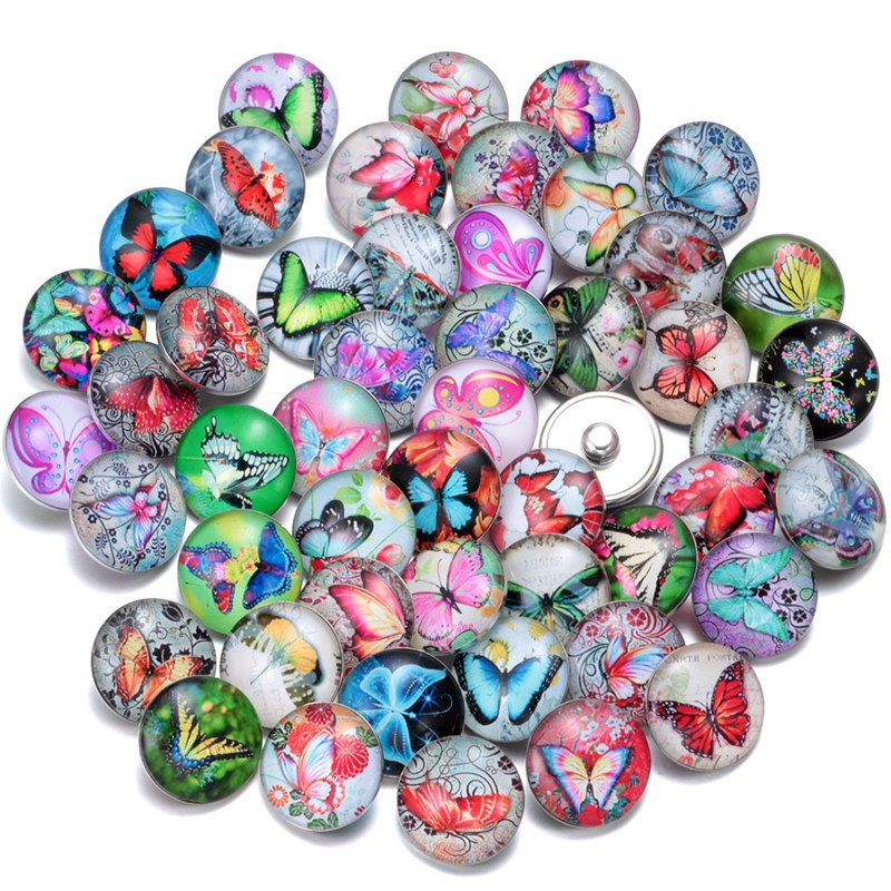 Wholesale 10PCS Alloy Bracelet Pendant DIY Glass Buckle Dutch Button