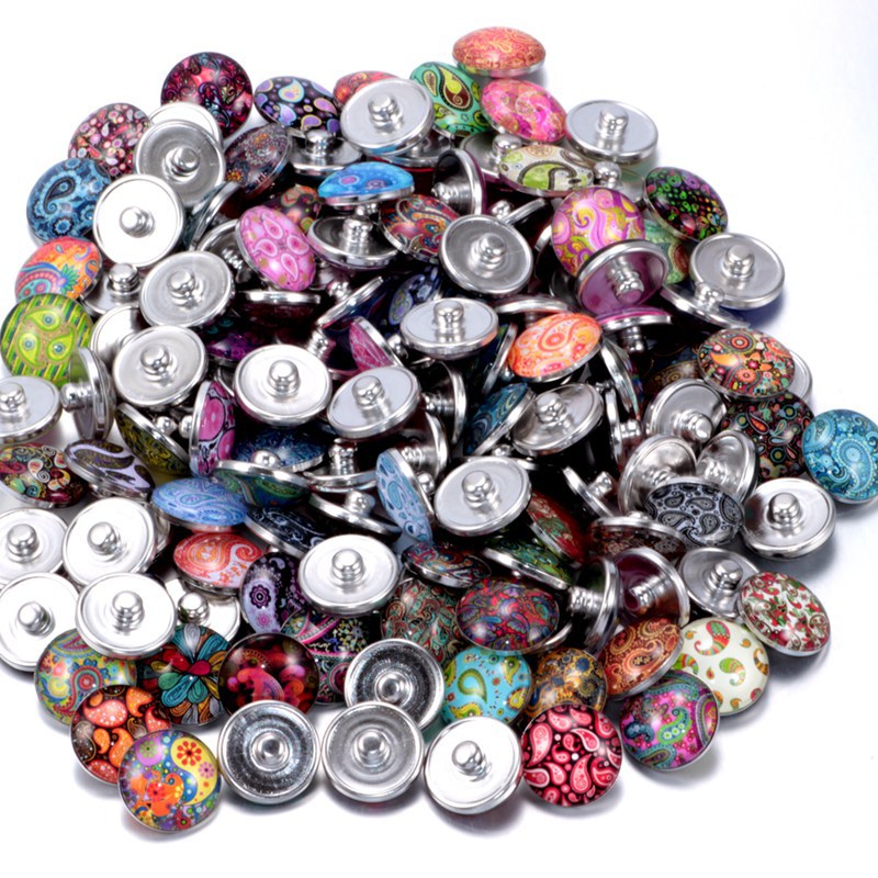 Wholesale 10PCS Alloy Bracelet Pendant DIY Glass Buckle Dutch Button