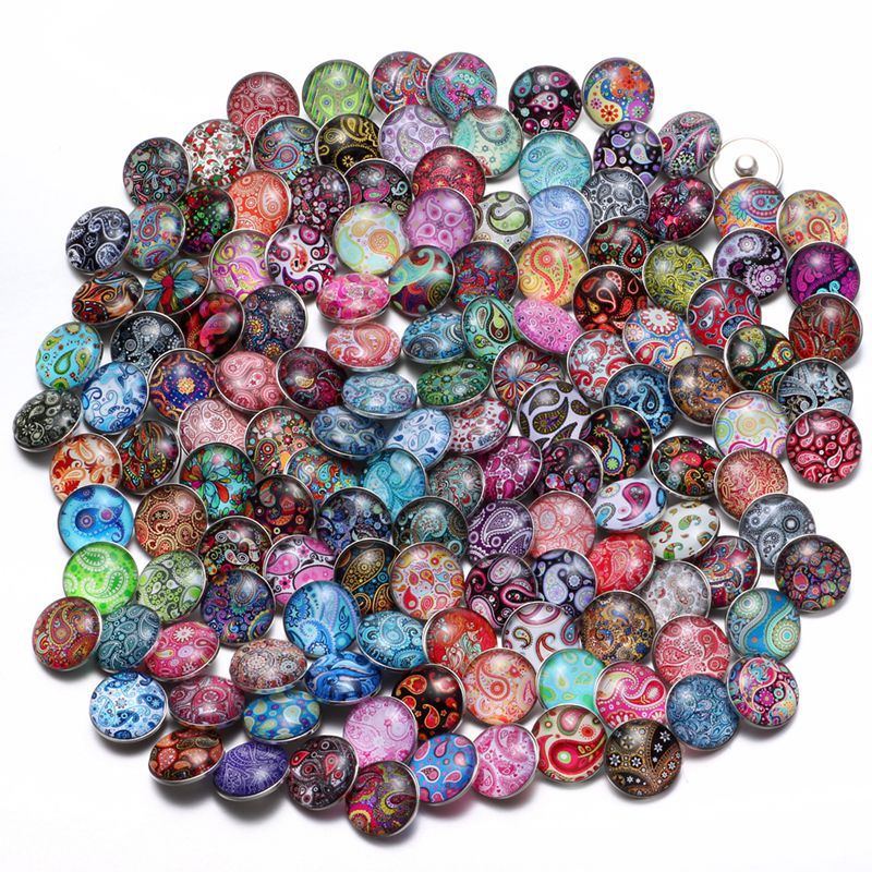 Wholesale 10PCS Alloy Bracelet Pendant DIY Glass Buckle Dutch Button