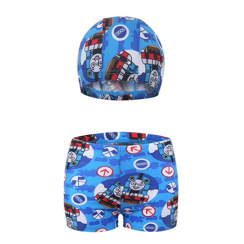 Wholesale Children's Swim Trunks Boys Shark Swim Cap Two Piece Set Swimwear