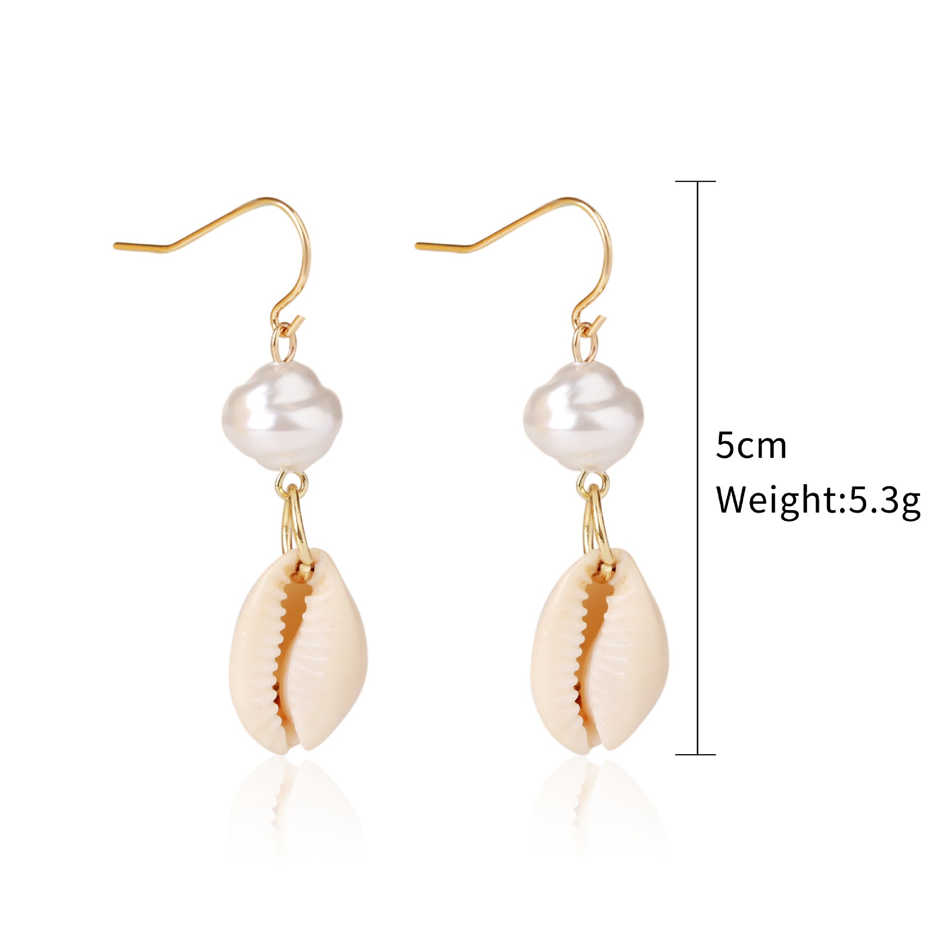 Wholesale Ocean Style Temperament Conch Natural Stone Pearl Shell Earrings
