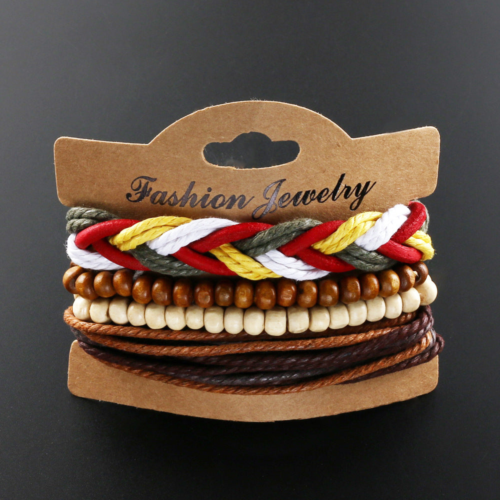 Wholesale Ethnic Style Retro Hand Woven Cowhide Bracelets
