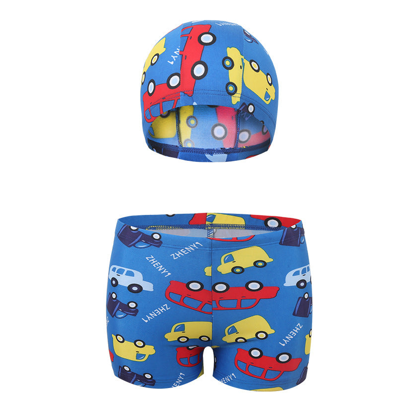 Wholesale Children's Swim Trunks Boys Shark Swim Cap Two Piece Set Swimwear